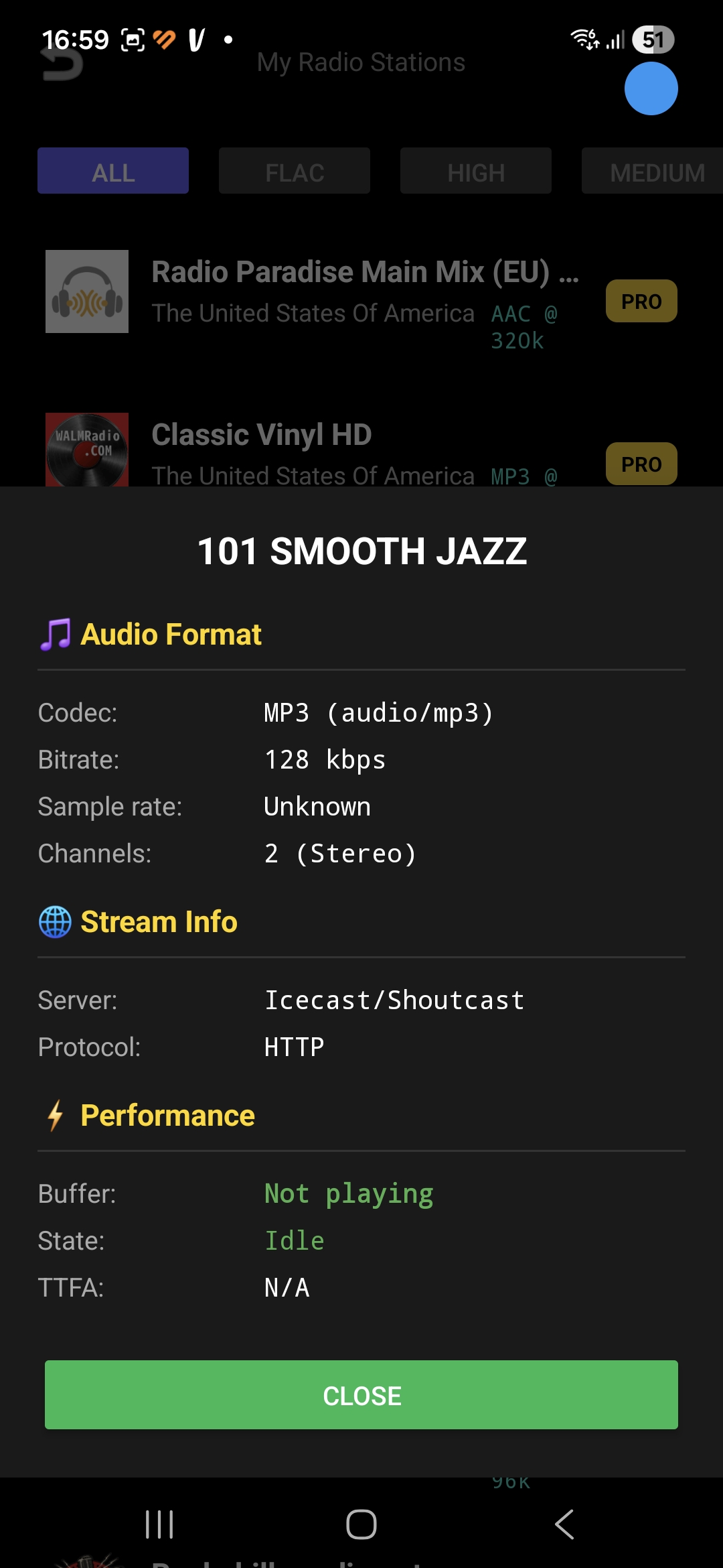 GenPlayer Stream Info Details Bitrate Codec